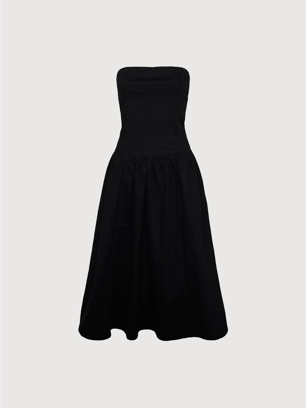 Oak+Fort Drop Waist Strapless Twill Dress